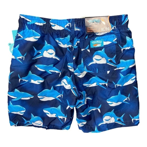 Trunks Surf & Swim Boys Shark Striped Print Swim Trunk Board Shorts Size XL NWT - Picture 2 of 15
